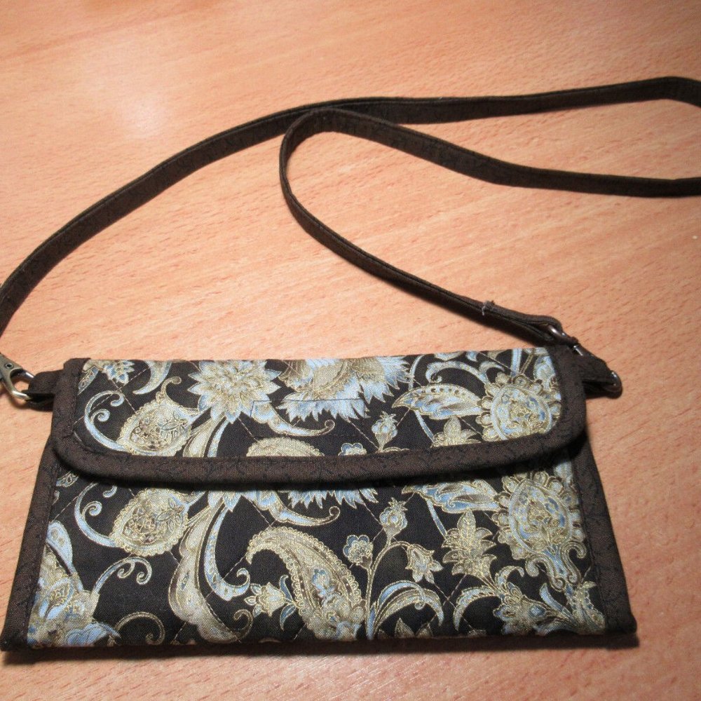 Brown/Gold handmade quilted wallet.